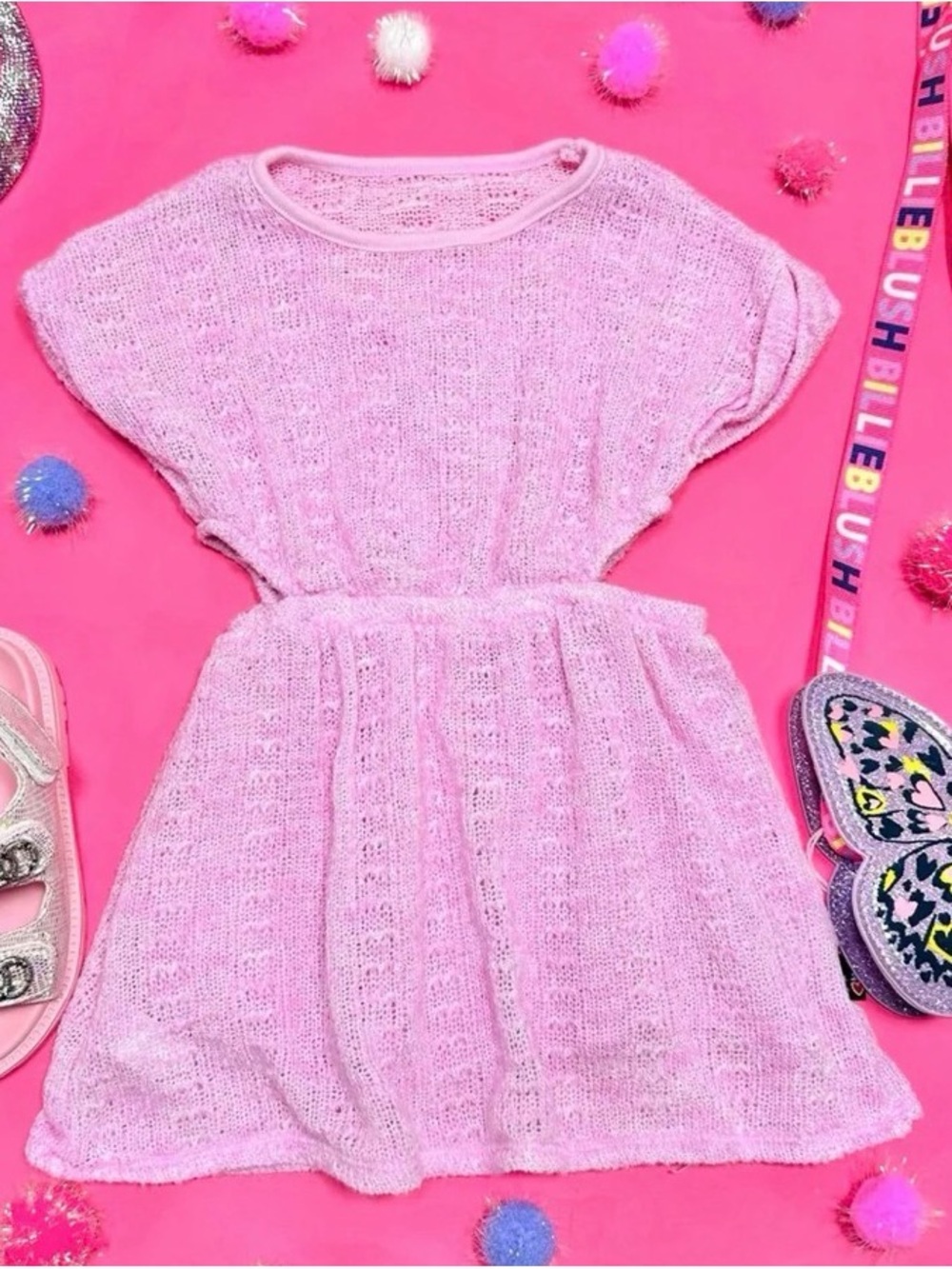 Girls' T2 Love Pink Knit Short Sleeve Dress